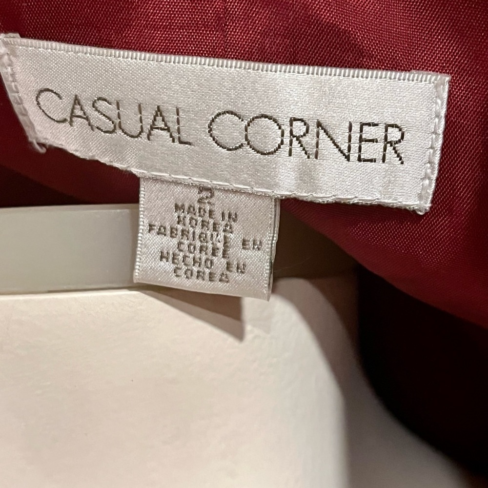 Vintage CASUAL CORNER Burgundy‎ Red Blazer Jacket Women's Size 2 Business Casual - Picture 6 of 12
